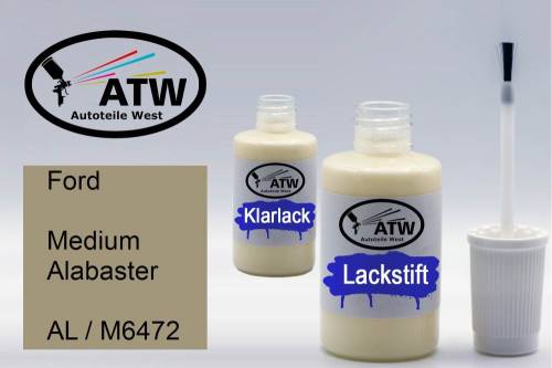 Ford, Medium Alabaster, AL / M6472: 20ml Lackstift + 20ml Klarlack - Set, von ATW Autoteile West.